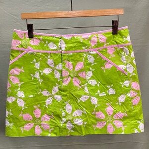 Lilly Pulitzer Green & Pink FISH Mini Skort - Size 6 SUPER CUTE